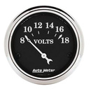 2-1/16" Voltmätare, 8-18V, OLD TYME BLACK