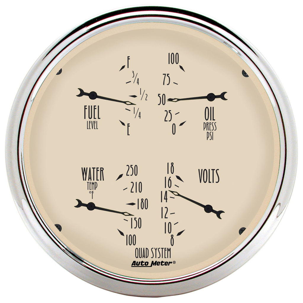 2 PC. Mätar-KIT, 5" QUAD & Hastighetsmätare,, 240-33 Ω, ANTIQUE BEIGE