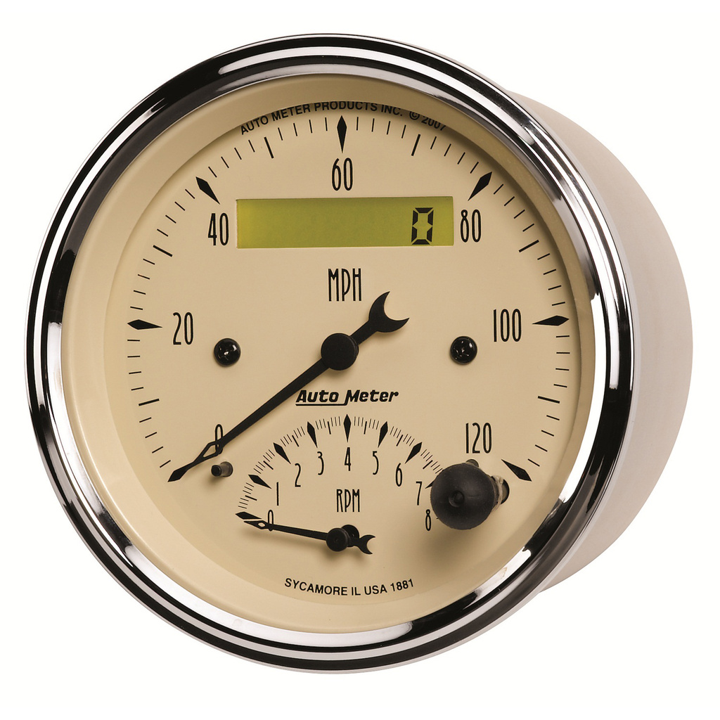 3-3/8" Varvmätare/Hastighetsmätare, COMBO, 8K RPM/120 MPH, ANTIQUE BEIGE