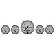 5 PC. Mätar-KIT, 3-1/8" & 2-1/16", ELEC. Hastighetsmätare,, AMERICAN PLATINUM