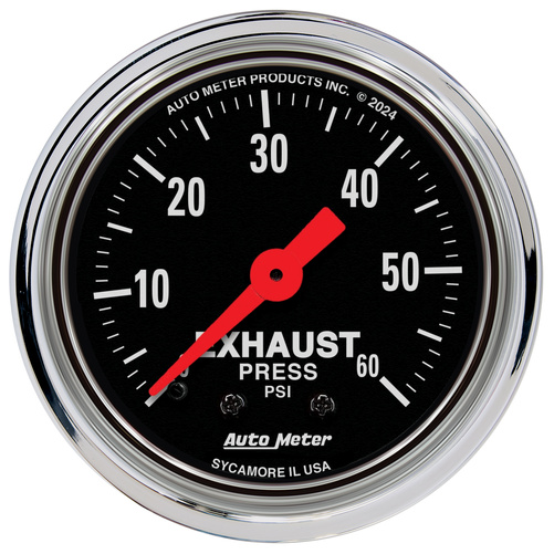 2-1/16" Avgastryck, 0-60 PSI, TRADITIONAL CHROME