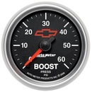 2-1/16" Laddtryck, 0-60 PSI, CHEVY RED BOWTIE, BLACK