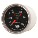 2-1/16" Oljetryck, 0-100 PSI, CHEVY RED BOWTIE, BLACK