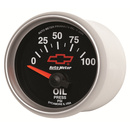2-1/16" Oljetryck, 0-100 PSI, CHEVY RED BOWTIE, BLACK