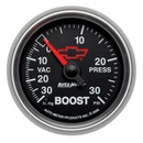 2-1/16" Laddtryck/Vacuum, 30 IN HG/30 PSI, CHEVY RED BOWTIE, BLACK