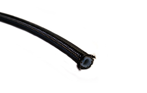 AN3 Nylon och stålomspunnen bromsslang 1/8" Svart