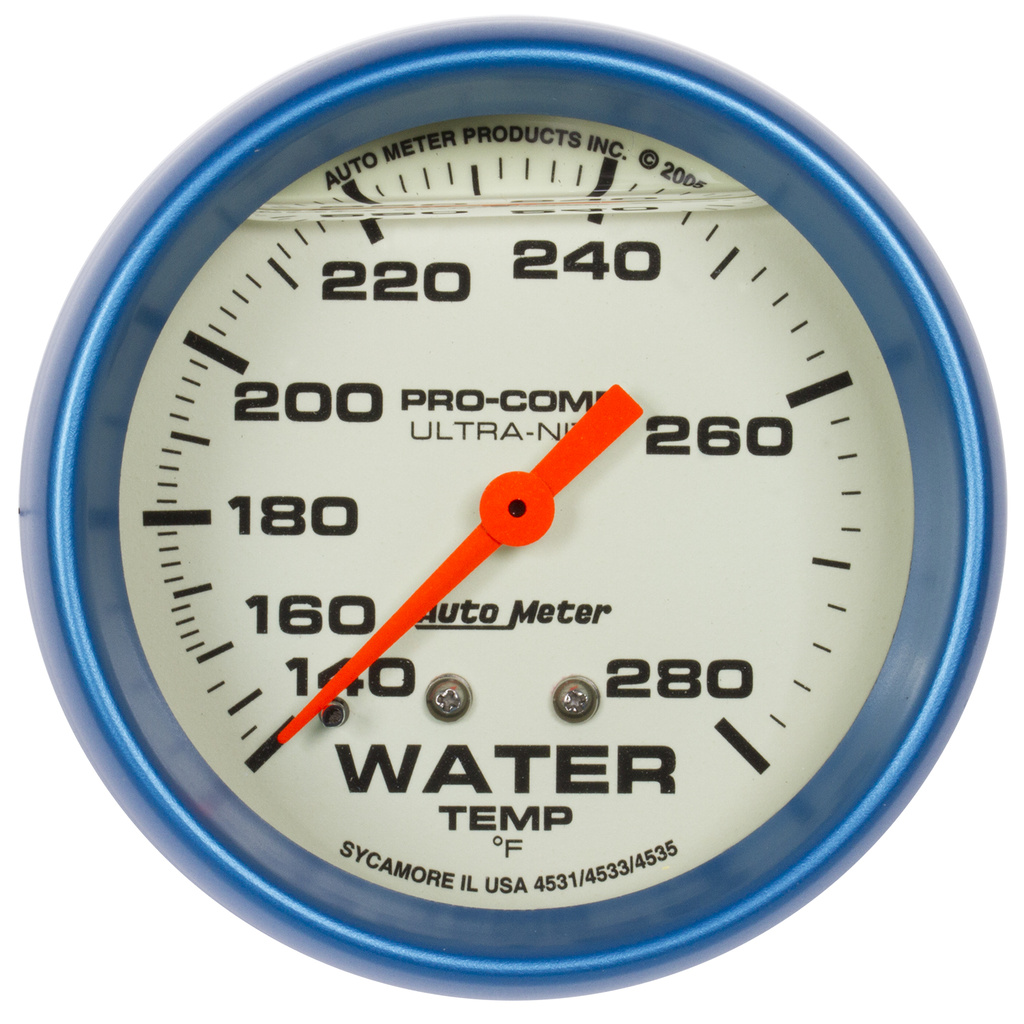 2-5/8" Vattentemperatur, Vätskefylld, 140-280 °F, ULTRA-NITE