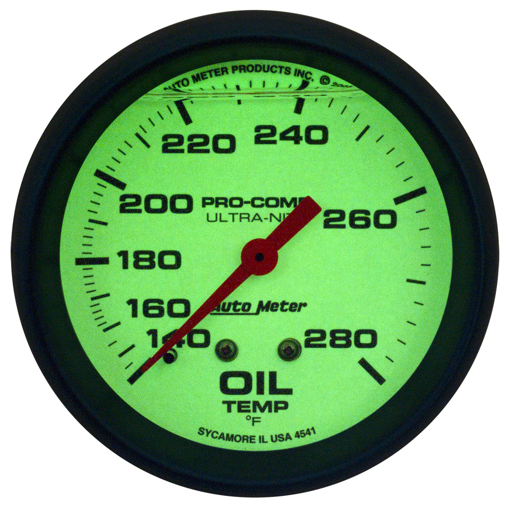 2-5/8" Oljetemperatur, 140-280 °F, Vätskefylld, ULTRA-NITE