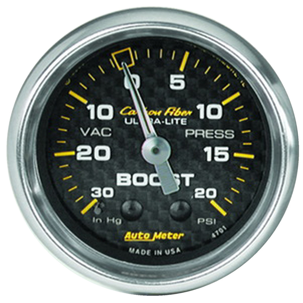 2-1/16" Laddtryck/Vacuum, 30 IN HG/20 PSI, CARBON FIBER