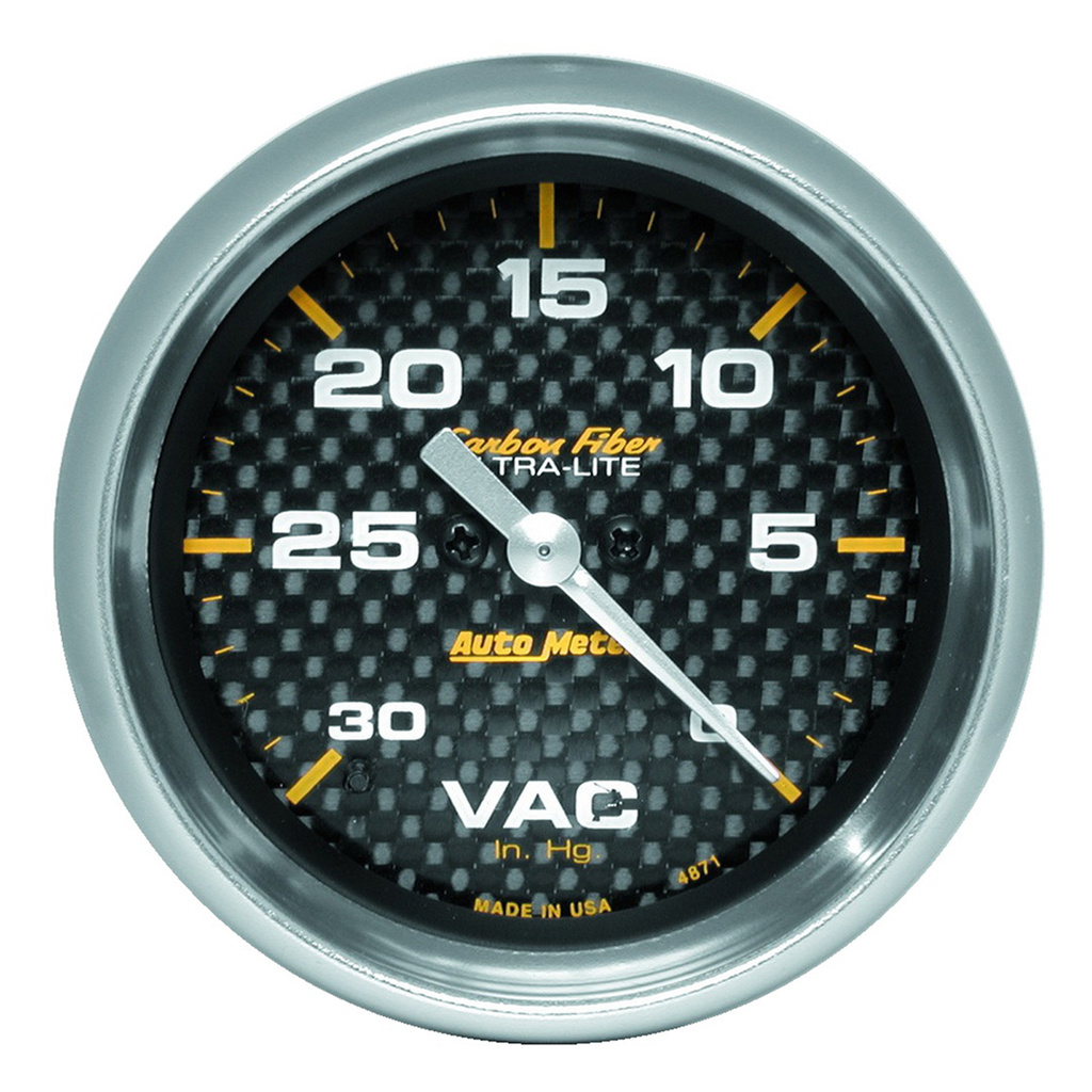2-5/8" Vacuum, 0-30 IN HG, CARBON FIBER