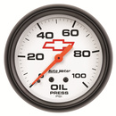2-5/8" Oljetryck, 0-100 PSI, CHEVY RED BOWTIE, WHITE
