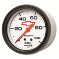 2-5/8" Oljetryck, 0-100 PSI, CHEVY RED BOWTIE, WHITE