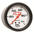 2-5/8" Oljetryck, 0-100 PSI, CHEVY RED BOWTIE, WHITE