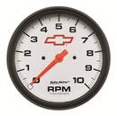 5" Varvräknare, 0-10,000 RPM, CHEVY RED BOWTIE, WHITE