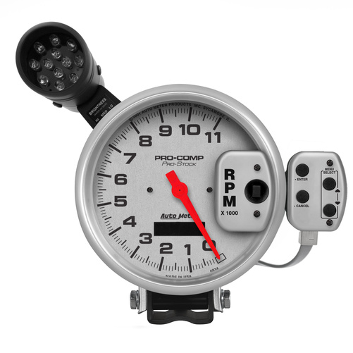 5" Varvräknare, 0-11,000 RPM, PRO-STOCK Mätarhållare med SUPER LITE & PEAK MEM, ULTRA-LITE