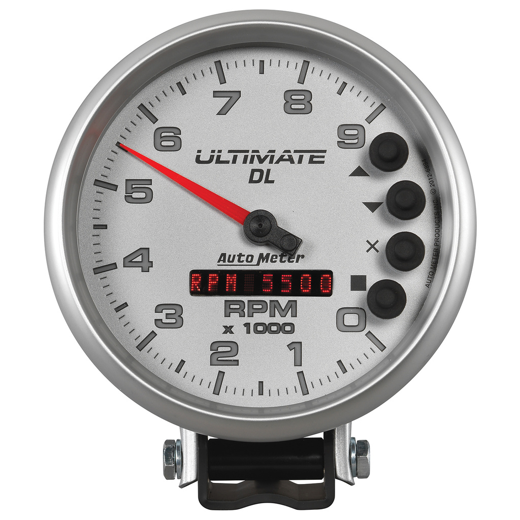 5" Varvräknare, 0-9000 RPM, PEDESTAL, ULTIMATE DL PLAYBACK, SILVER