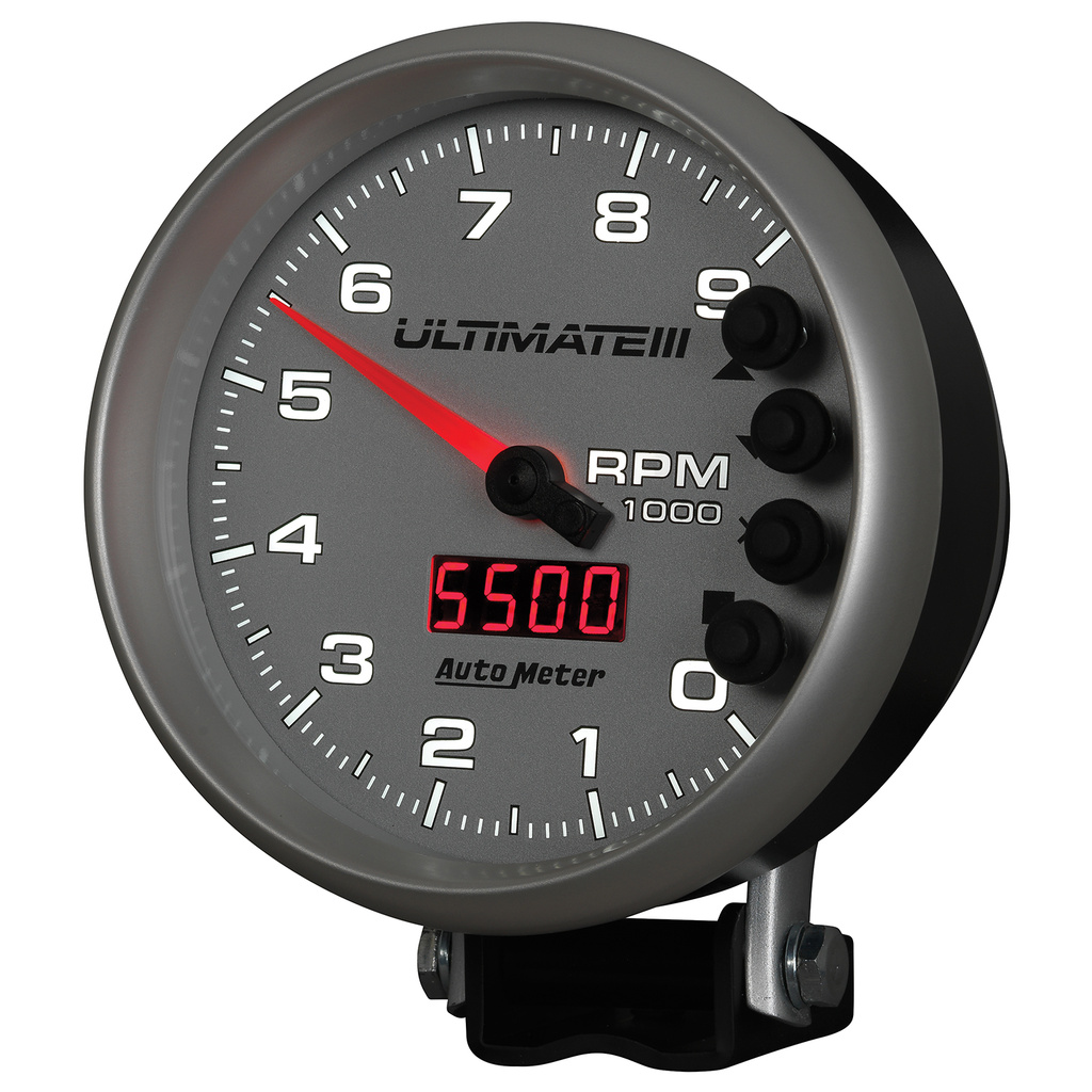 5" Varvräknare, 0-9000 RPM, PEDESTAL, ULTIMATE III PLAYBACK, SILVER