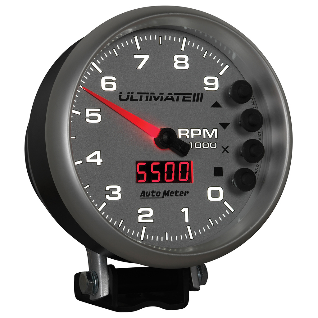 5" Varvräknare, 0-9000 RPM, PEDESTAL, ULTIMATE III PLAYBACK, SILVER