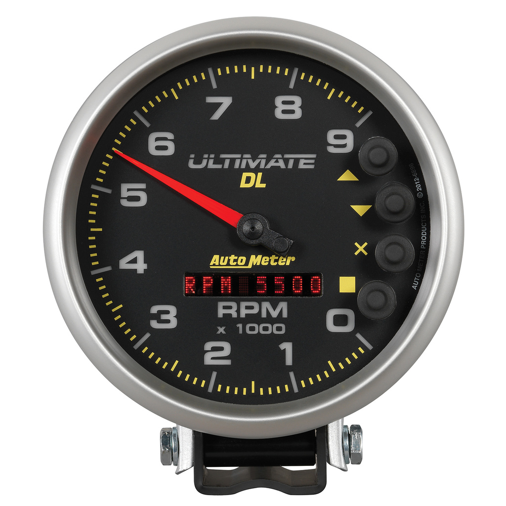 5" Varvräknare, 0-9000 RPM, PEDESTAL, ULTIMATE DL PLAYBACK, BLACK