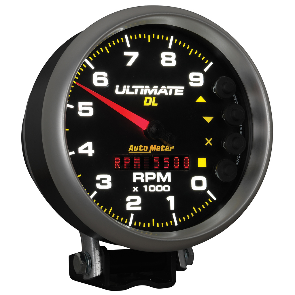 5" Varvräknare, 0-9000 RPM, PEDESTAL, ULTIMATE DL PLAYBACK, BLACK