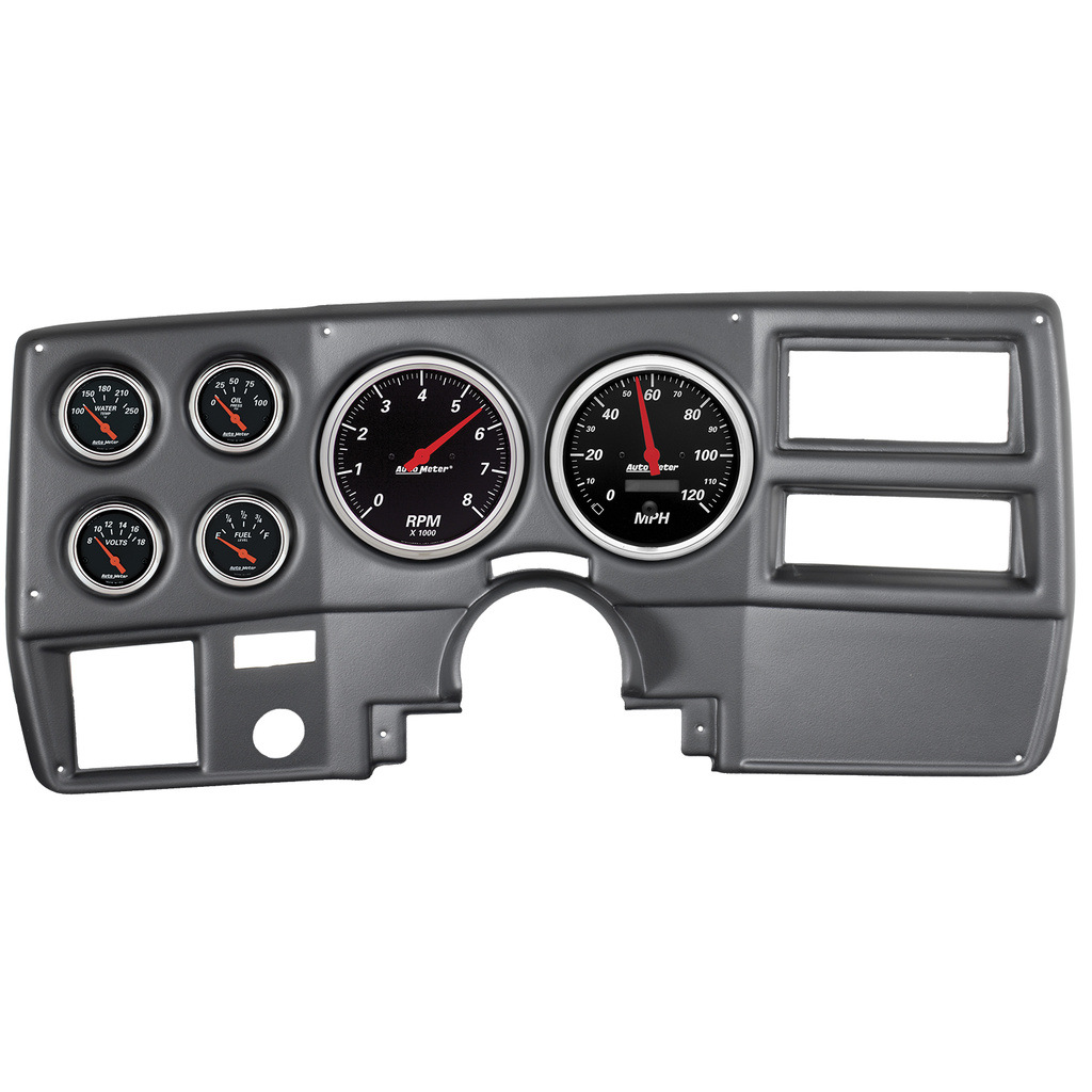 6-mätarpanel, direktmontering, CHEVY TRUCK / SUBURBAN 73-83, DESIGNER BLACK