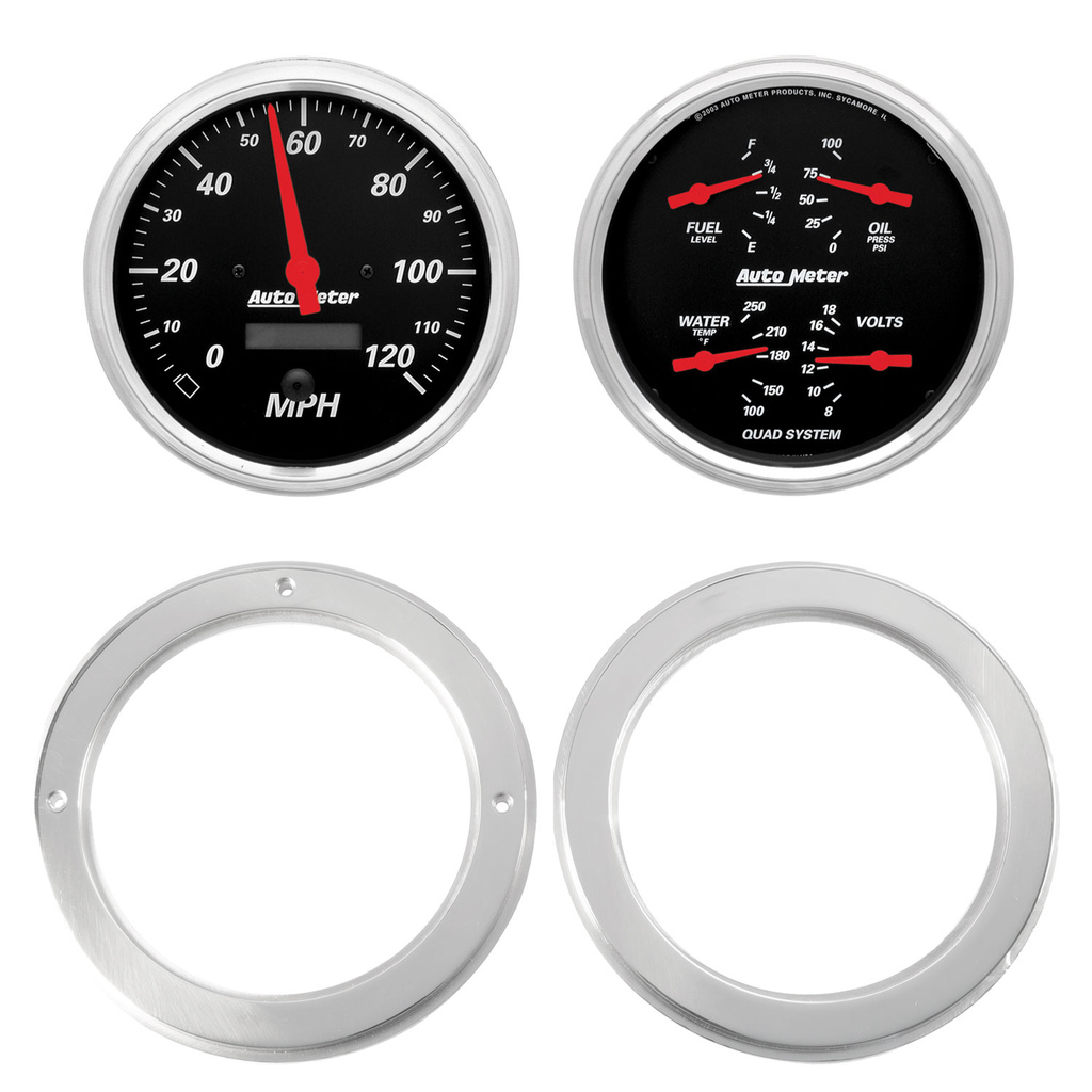 2-mätarpanel, direktmontering, CHEVY TRUCK 54-55, 2 GAUGE,  DESIGNER BLACK