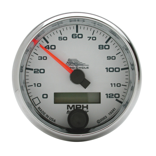 2-5/8" Hastighetsmätare,, 0-120 MPH, WHITE, PRO-CYCLE