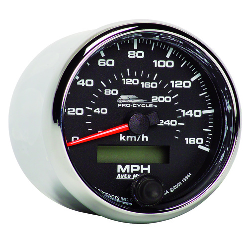 2-5/8" Hastighetsmätare,, 0-160 MPH, 0-260 KPH, BLACK, PRO-CYCLE
