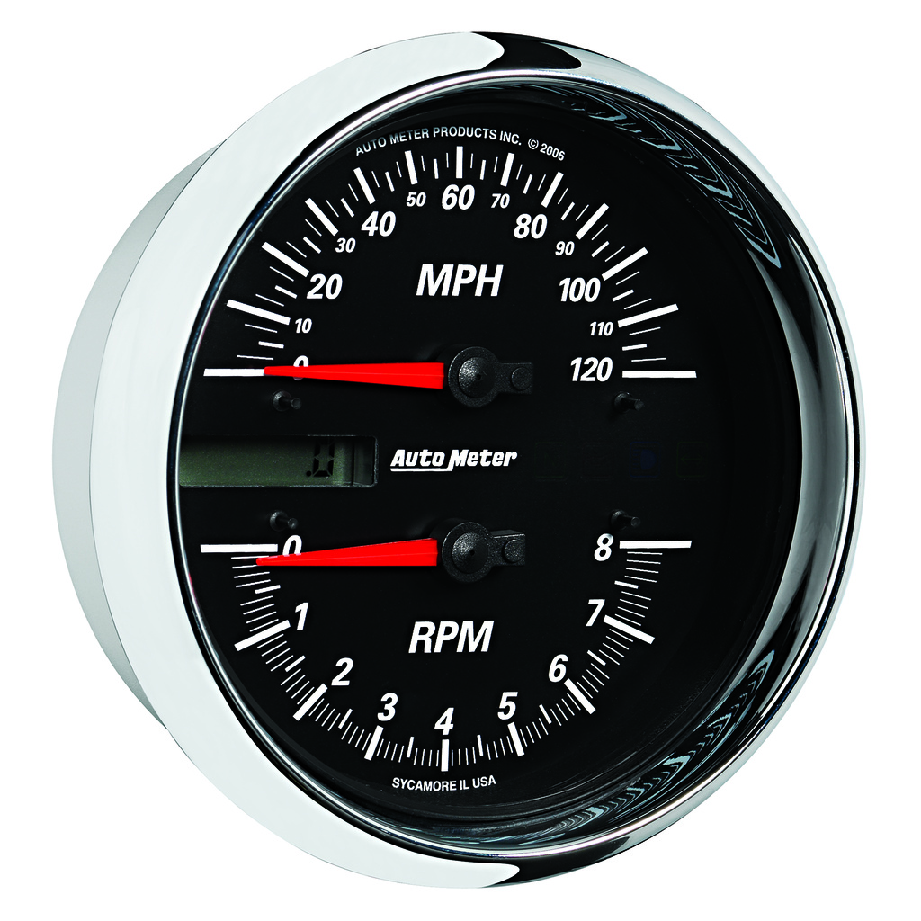 5" DIRECT FIT Varvmätare/Hastighetsmätare, COMBO, 8K RPM/120 MPH, BLACK, PRO-CYCLE