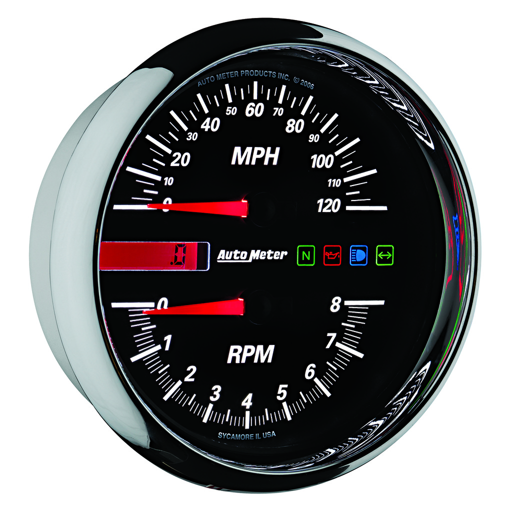 5" DIRECT FIT Varvmätare/Hastighetsmätare, COMBO, 8K RPM/120 MPH, BLACK, PRO-CYCLE