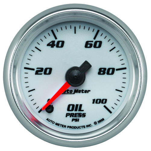 2-1/16" Oljetryck, 0-100 PSI, WHITE, PRO-CYCLE