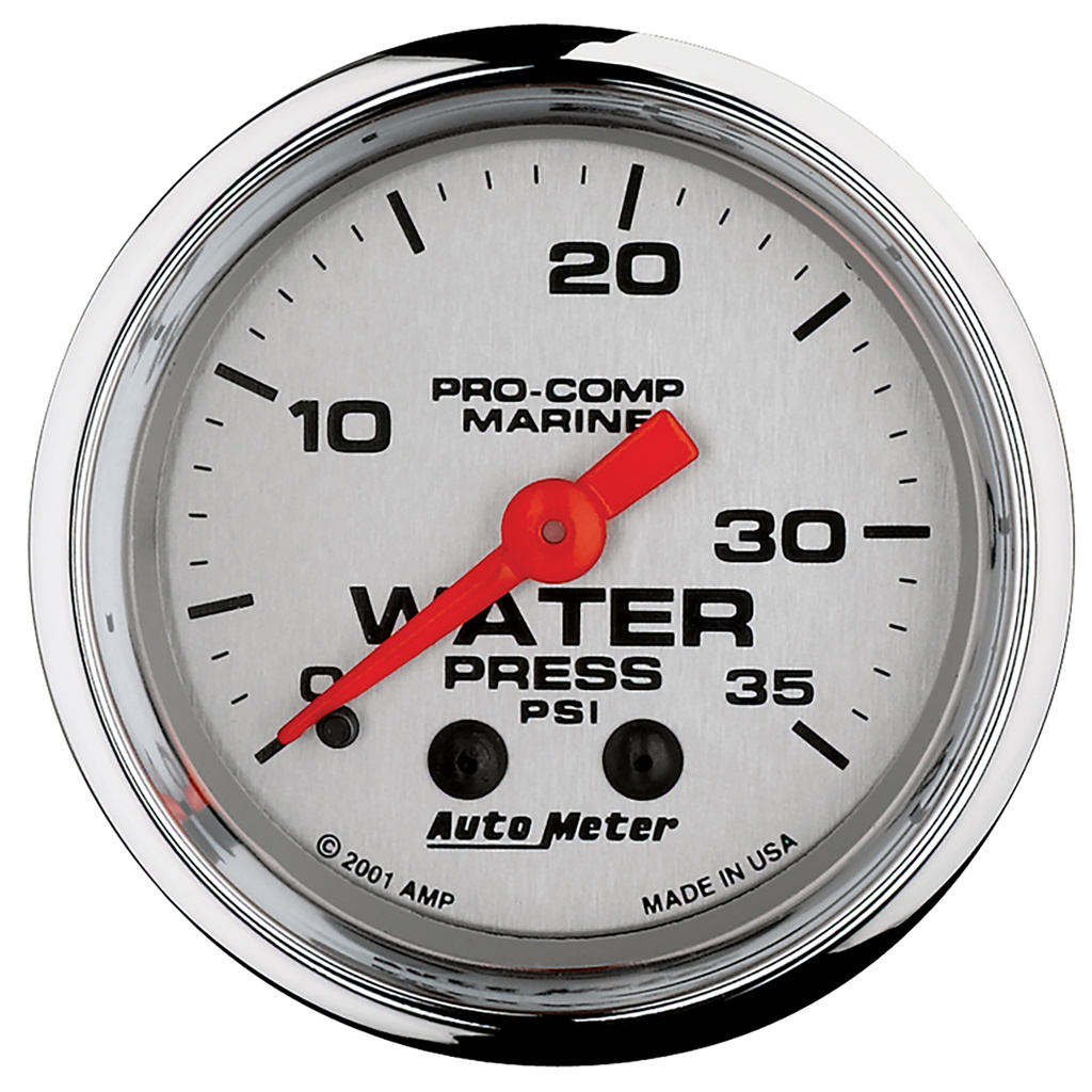 2-1/16" Vattentryck, 0-35 PSI, MARINE CHROME ULTRA-LITE
