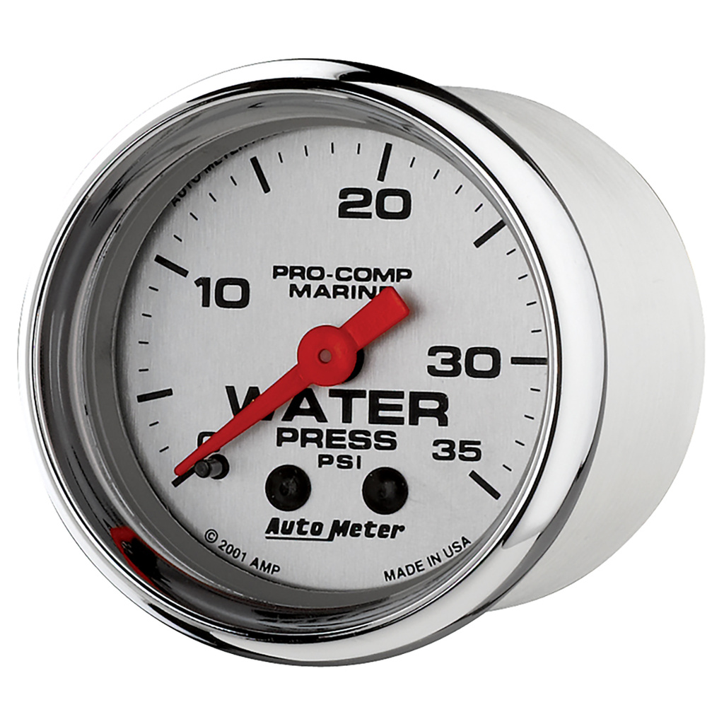 2-1/16" Vattentryck, 0-35 PSI, MARINE CHROME ULTRA-LITE