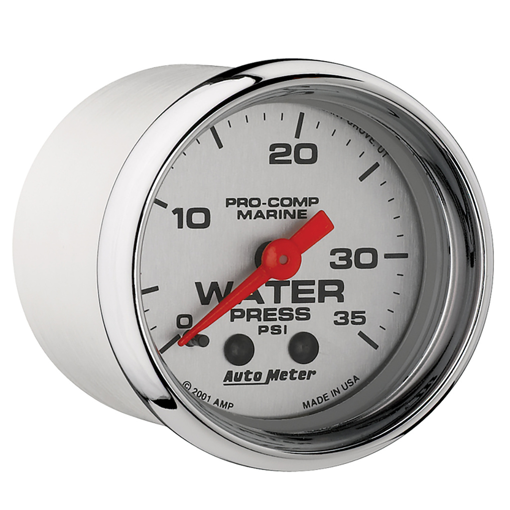 2-1/16" Vattentryck, 0-35 PSI, MARINE CHROME ULTRA-LITE