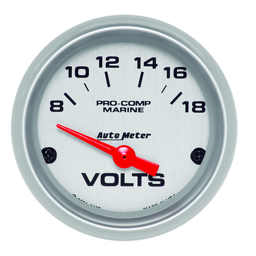 2-1/16" Voltmätare, 8-18V, MARINE SILVER ULTRA-LITE