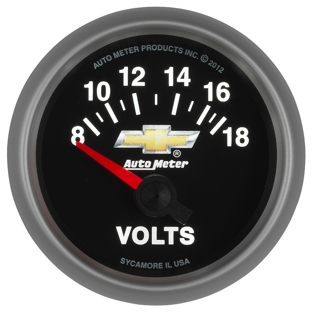 2-1/16" Voltmätare, 18V, ELECTRIC, CHEVY GOLD BOWTIE