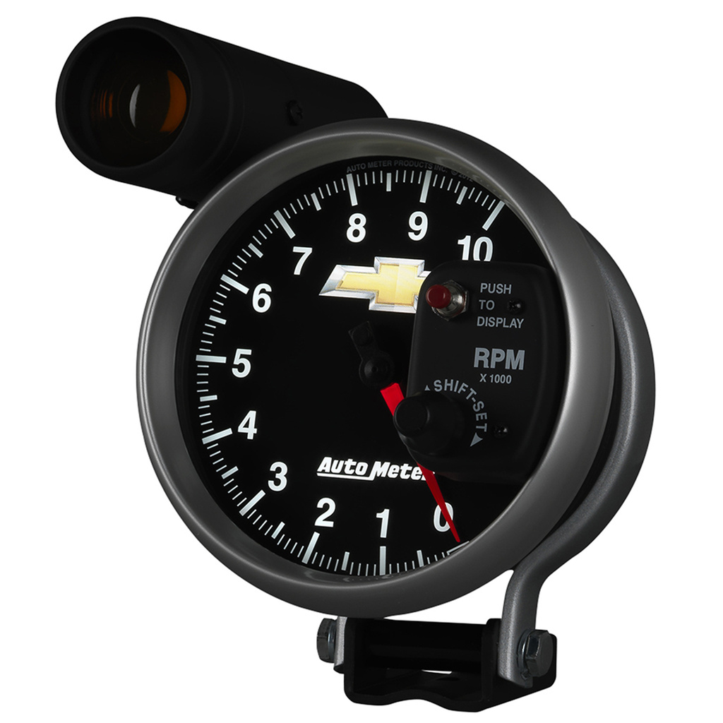 5" Varvräknare, 0-10,000 RPM, Mätarhållare med EXT. SHIFT-LITE, CHEVY GOLD BOWTIE