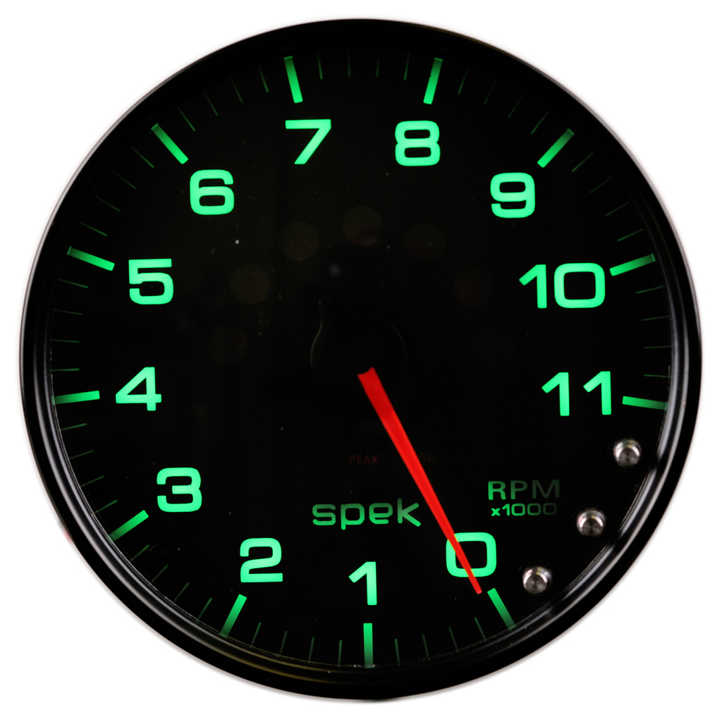 5" Varvräknare, 0-11,000 RPM, SPEK-PRO, Svart/Svart
