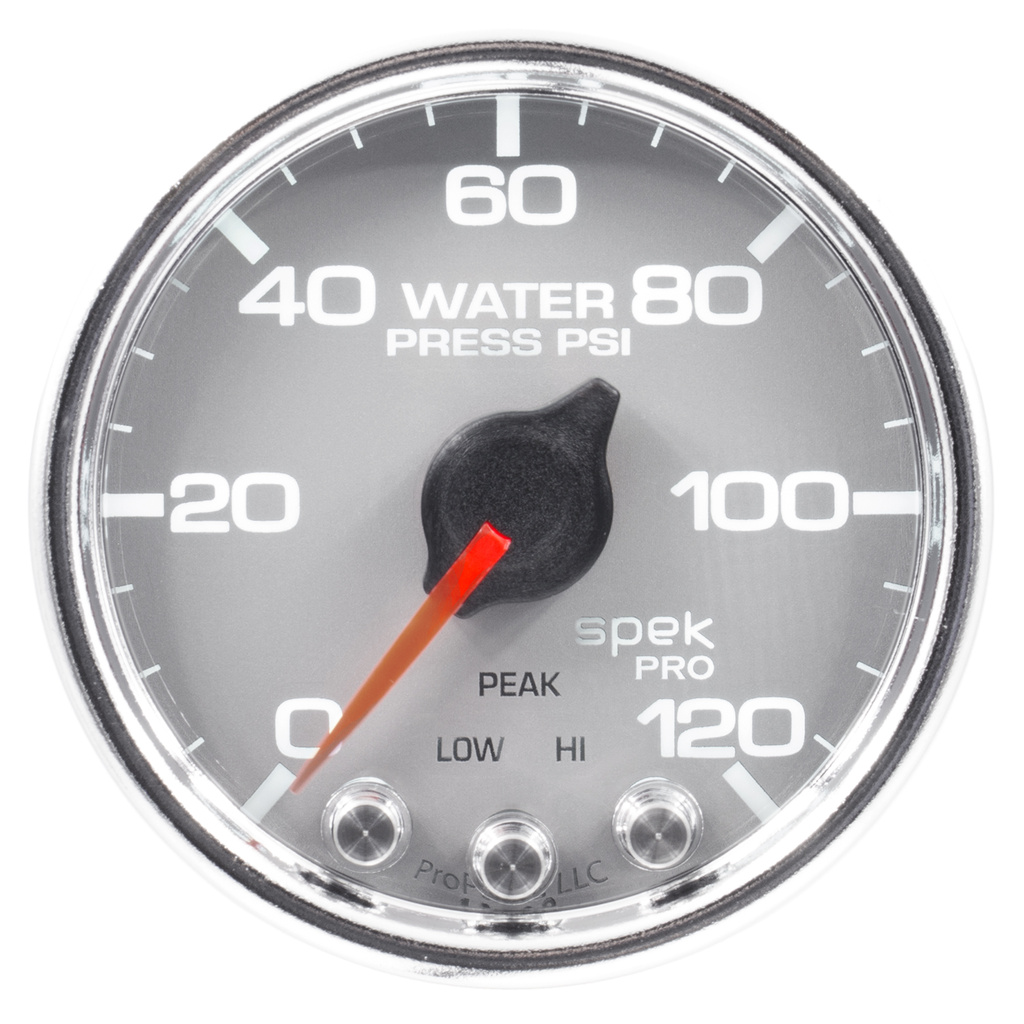 2-1/16" Vattentryck, 0-120 PSI, SPEK-PRO, Silver/Krom