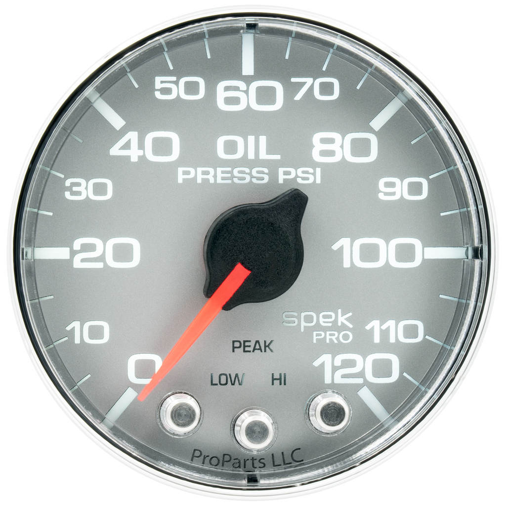 2-1/16" Oljetryck, 0-120 PSI, SPEK-PRO, Silver/Krom