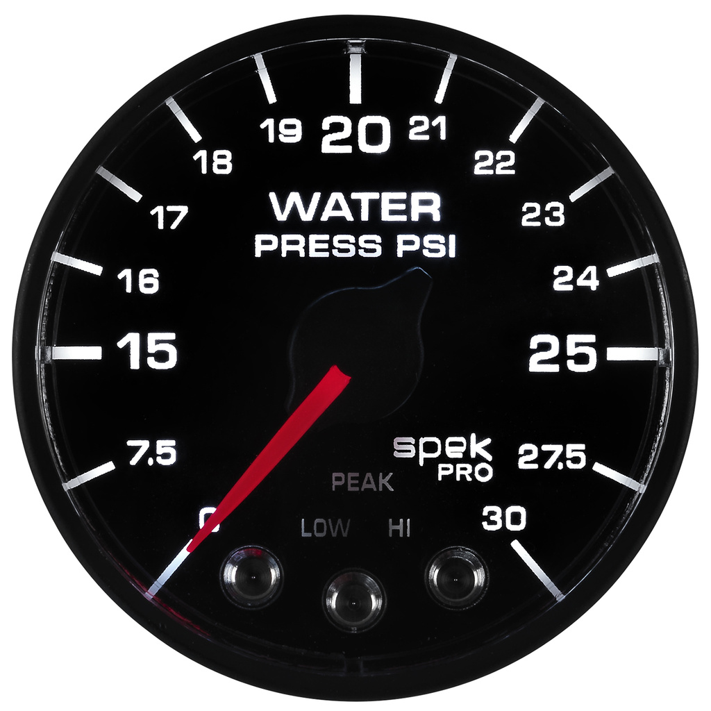 2-1/16" Vattentryck, 0-30 PSI, SPEK-PRO, Svart/Svart, ECU