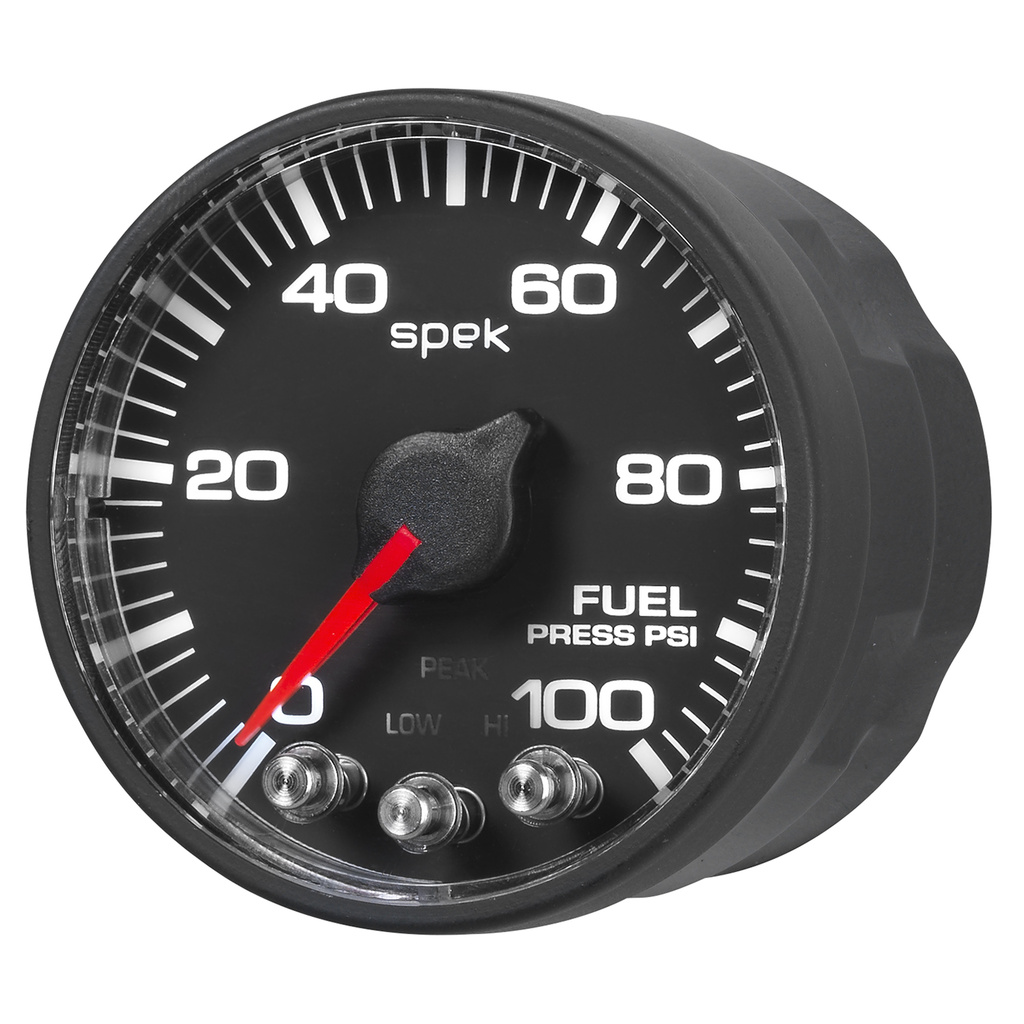 2-1/16" Bränsletryck, 0-100 PSI, SPEK-PRO, Svart/Svart, ECU