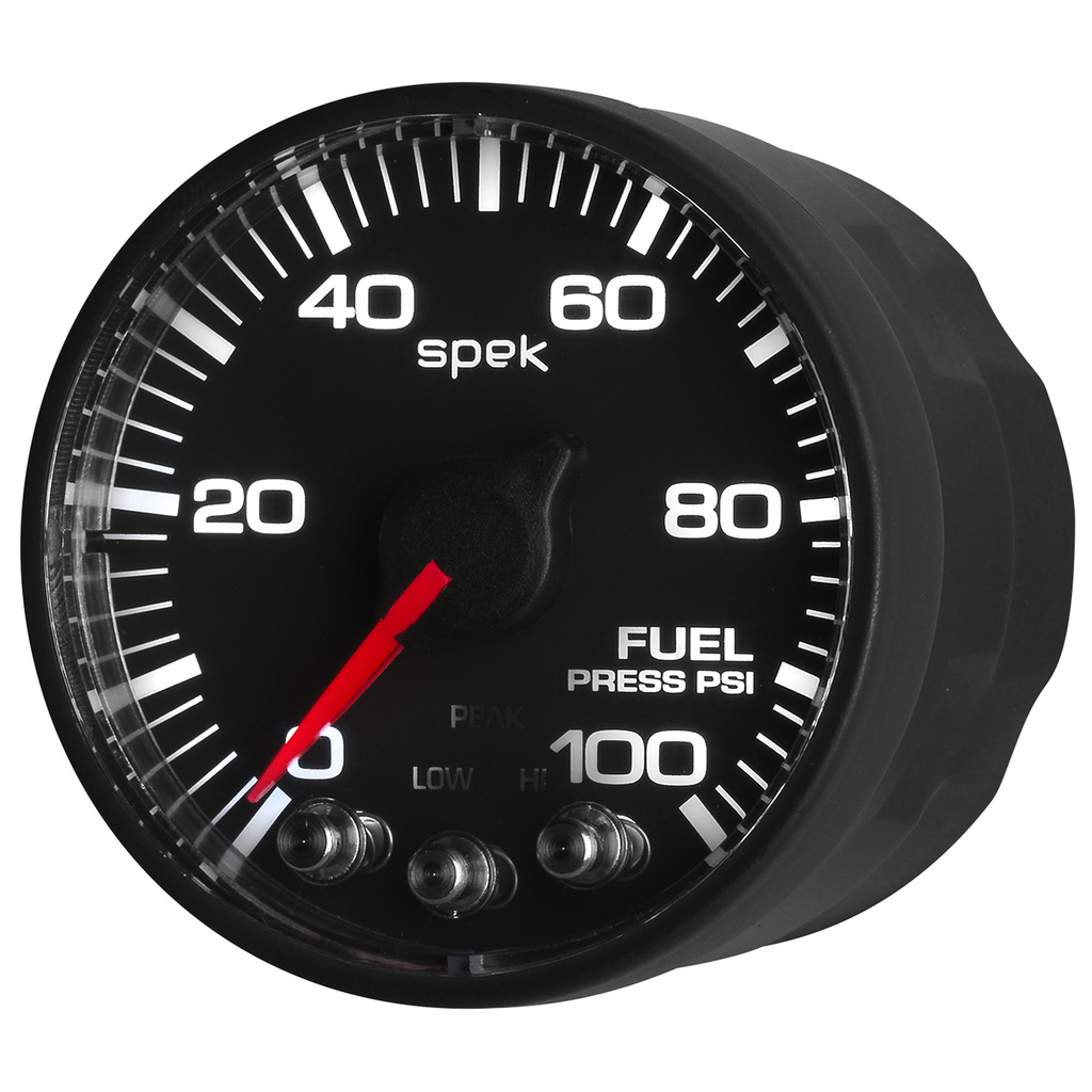 2-1/16" Bränsletryck, 0-100 PSI, SPEK-PRO, Svart/Svart, ECU