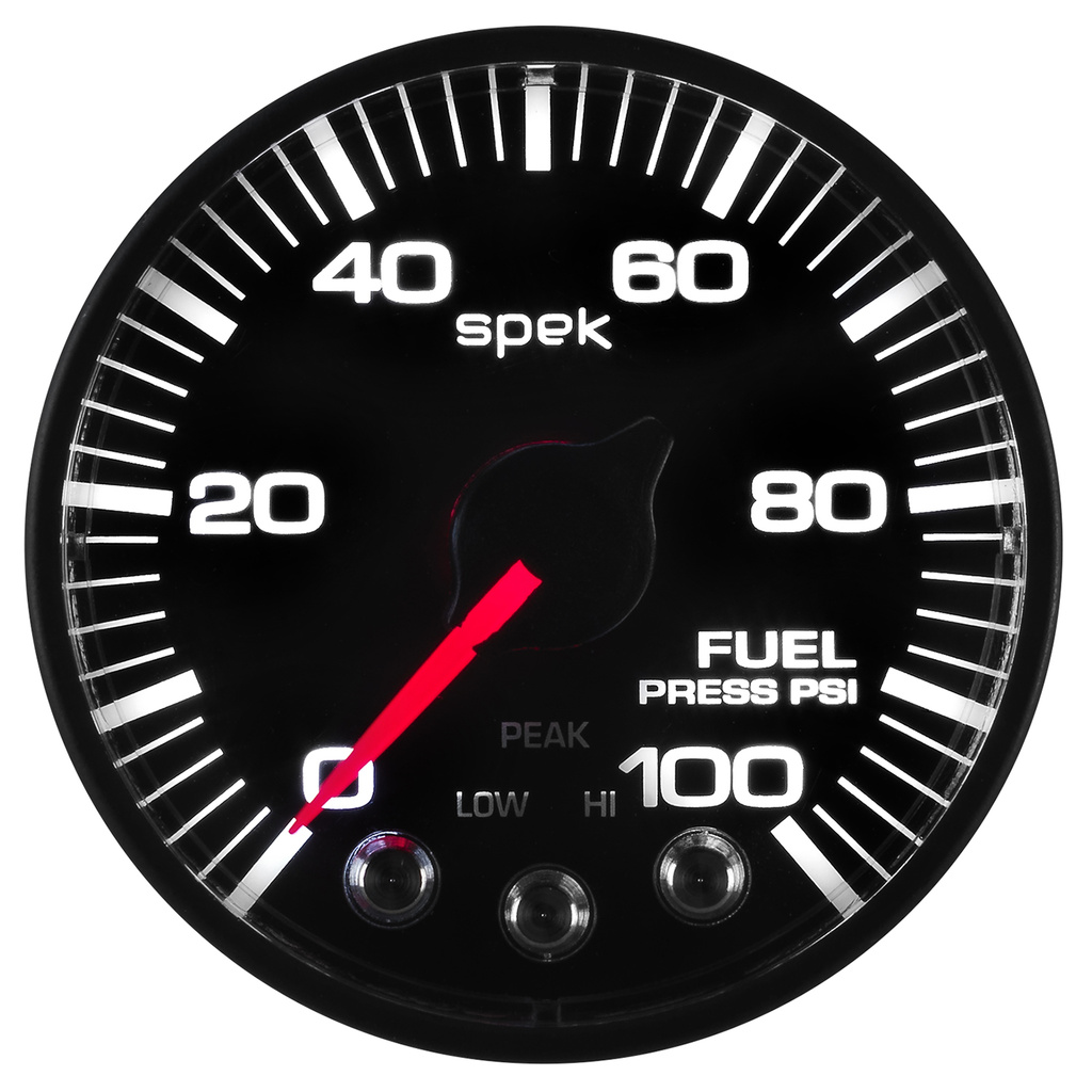 2-1/16" Bränsletryck, 0-100 PSI, SPEK-PRO, Svart/Svart, ECU