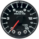 2-1/16" Bränsletryck, 0-15 PSI, SPEK-PRO, Svart/Svart, ECU