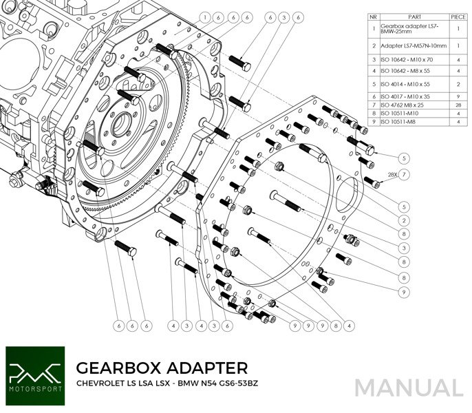 Adapterplatta växellåda CHEVROLET LS LS1 LS3 LS7