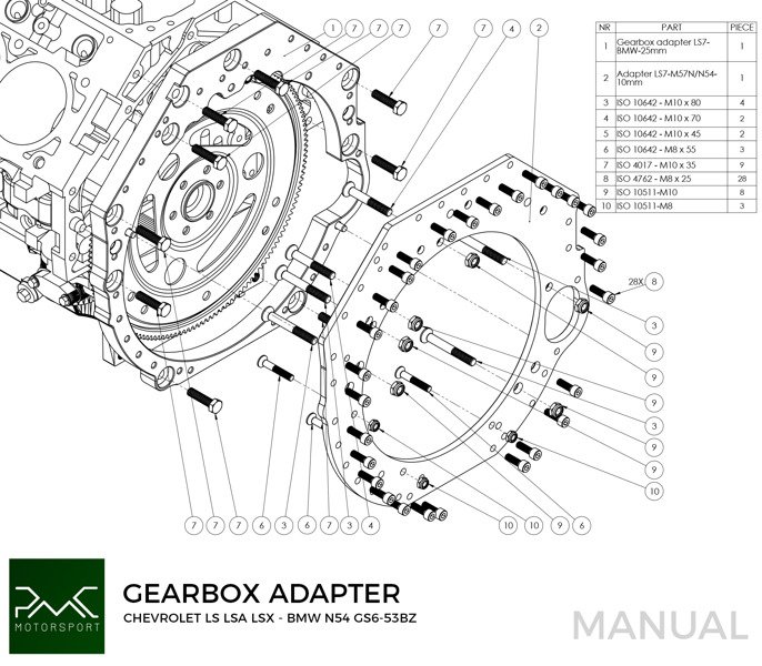 Adapterplatta växellåda CHEVROLET LS LS1 LS3 LS7