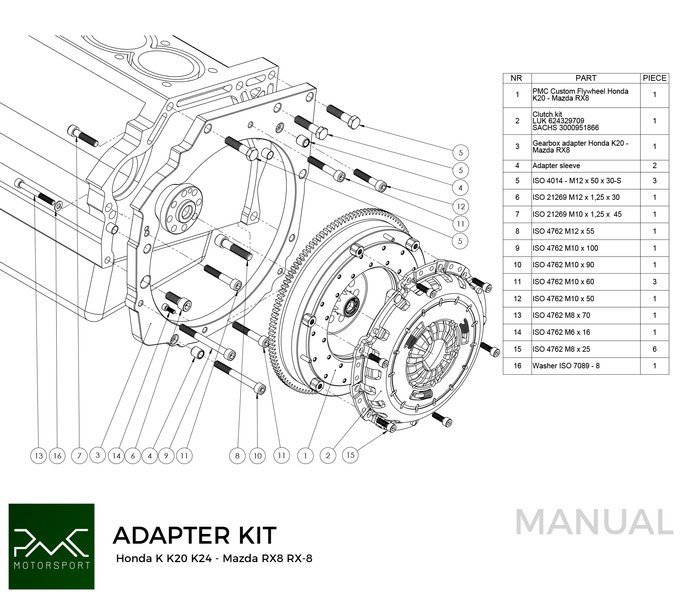 PMC Svänghjul Honda K K20 K24 240mm