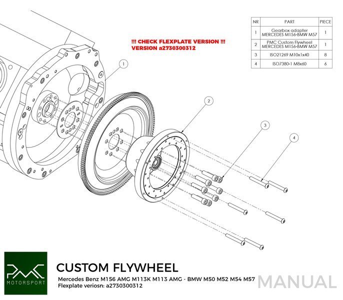 PMC Svänghjul Mercedes-Benz M113 M113K M156 AMG 184MM POT