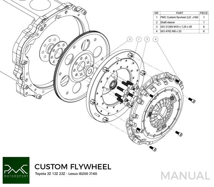 PMC Svänghjul Toyota JZ 1JZ 2JZ 240mm